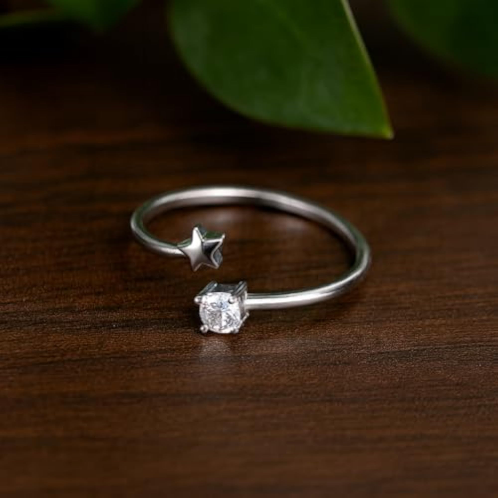 Women's Trendy Rose Gold Finish Star Shape Diamond Ring