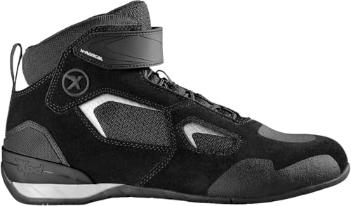 XPD X-Radical Motorradschuhe Herren - Sportliche Biker Sneaker, atmungsaktiv, mit Knöchelschutz, Schwarz, Größe 41