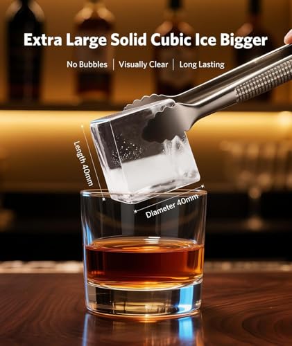 Image of Electactic Clear Ice Cube Makers- Produces 9 Large, 1.6 inch Clear Ice Cubes per Hour, 24H Timer, Self-Cleaning, 5 Ice Cube Sizes for Cocktails, Whiskey & Bourbon