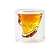 HwaGui Verre à Shot Tête de Mort pour Whisky Biere Vin Vodka, Cristal Transparent Tasse Double Paroi Verre 80ml / 2.8oz