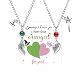 Artlunar Friendship necklace matching necklaces for best friends heart Witch Crown pendant necklace with card, Birthday/Valentine/Christmas/Graduation jewelry gift