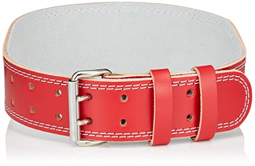 Gold`S Gym G3322 EX Leather Belt, Red, S, Beginner to Intermediate Users, Soft and Light Leather, Waist, Core Aid, Squats, Bench Press, Seated Rowing, LAT Pulldown, Authentic Gold Gym Training Belt