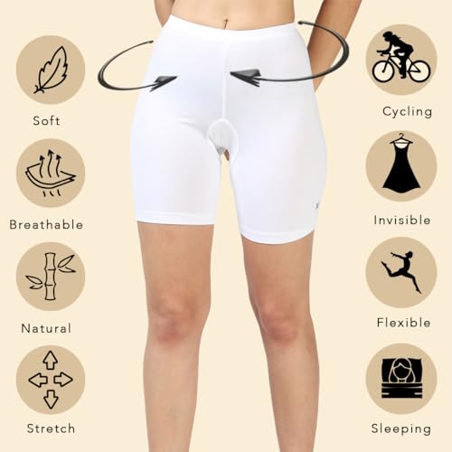 Image of Lavos Women Under Dress Sports Cycling Shorts, Bamboo Cotton Activewear Yoga Gym Workout Anti-Bacterial Uniform, Elastic Mid Waist Shorties Tights for Womens and Young Ladies
