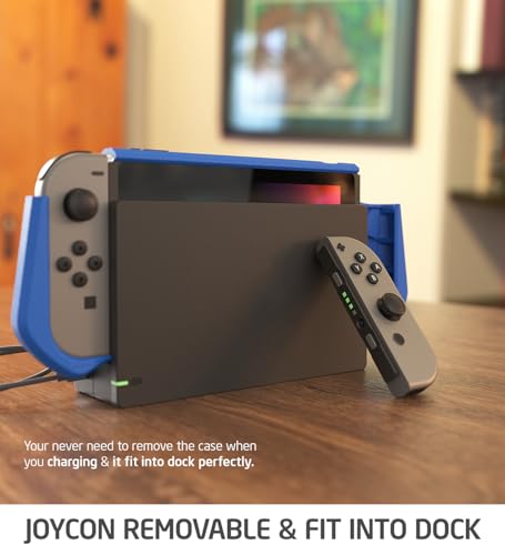Image of Mumba Dockable Case for Nintendo Switch (2017 Release), [Blade Series] TPU Grip Protective Cover Case Compatible with Nintendo Switch Console and Joy-Con Controller (Navy)