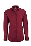 GREIFF Größe 42 Corporate Wear Basic Damen Bluse Langarm Regular Fit Bordeaux Modell 6515