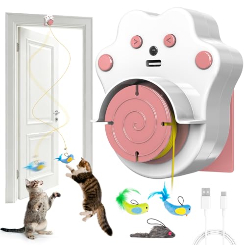 Interactive Hanging Cat Toy, 4 Smart Play Mode, Rechargeable Large Capacity