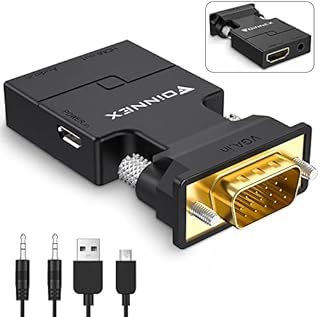VGA to HDMI Adapter Converter with Audio,(PC VGA Source Output to TV/Monitor with HDMI Connector),FOINNEX Active Male VGA in Female HDMI 1080p Video Dongle adaptador for Computer,Laptop,Projector