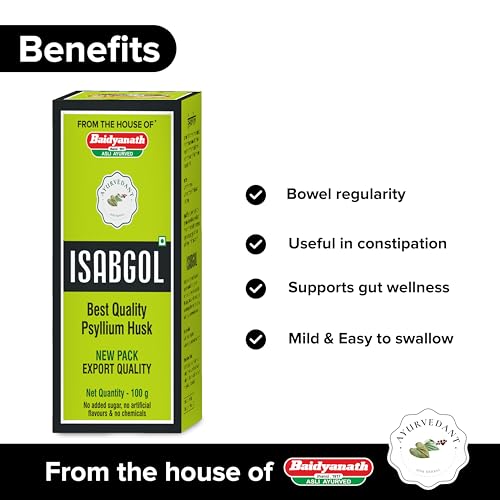 Image of Baidyanath Ayurvedant Isabgol /Psyllium Husk Powder - 100 Gm | Effectively Relieves Constipation | Fibre Supplement For Digestion