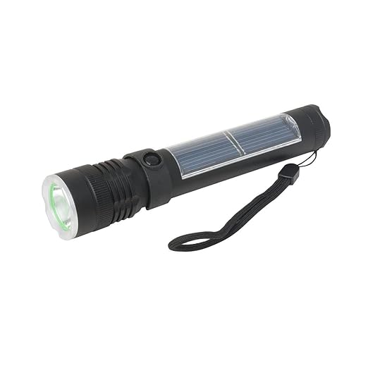 ubersweet Imported Handheld Solar Panel Powered Rechargeable Battery LED Torch Flash Light 3 Modes