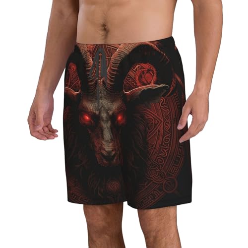 Evil Goat Satanic Ancient Symbol Dark Red Black Men's Quick Dry Swim Trunks Surfing Beach Mesh Board Shorts2