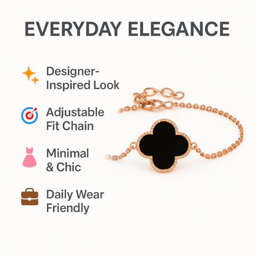 Image of Lucky Charm Clover Bracelet for Women | 925 Sterling Silver with 18K Gold Plating | Adjustable & Anti-Tarnish | Stylish Designer-Inspired Jewelry
