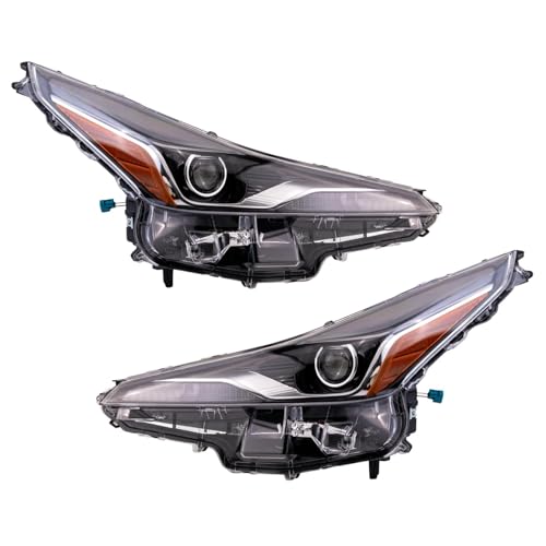 Image of TRQ 2 Piece Headlight Assembly Set Driver & Passenger Side Compatible with Toyota Prius 2019-2022 With Fog Lights Without Adaptive Headlights TO2502282 TO2503282 8107047A00 8114047A00