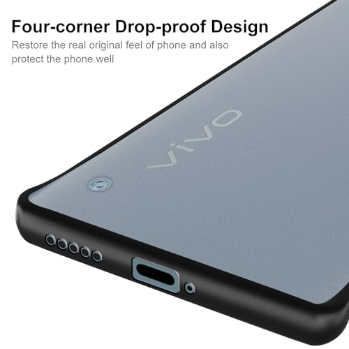 Image of Amazon Basics TPU+PC Cover for Vivo V29 Pro 5G, Vivo V29 5G |Hybrid Frameless|Full Camera Protection|Raised Edges|Frosted Matte Translucent Bumper Case(Black)