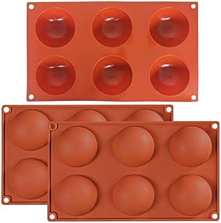 3 Pack 6 Holes Large Hemisphere Dome Silicone Mold, DaKuan 6 Cavities,Half Sphere
