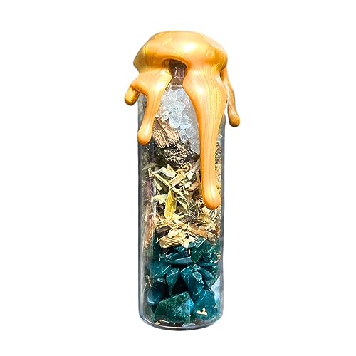 BlkGrlMagick Handcrafted Spirit Communication Spell Jar, Moon Charged Ancestors Spell Bottle, Past Lives, Open Portals, Pierce Veil, Bloodstone Crystal Séance Cork Vessel, Mini Witch Travel Bottle