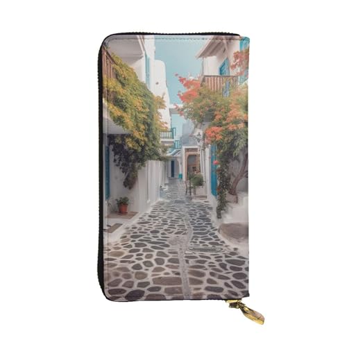 Portefeuille en cuir grande capacité sac à main voyage zippé mixte