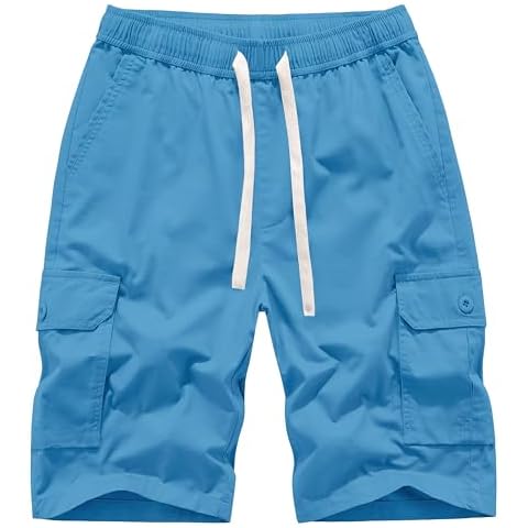 VtuAOL Women's Cargo Shorts Casual Cotton Shorts Multi-Pocket Outdoor Cargo Shorts Light Blue US M Cover