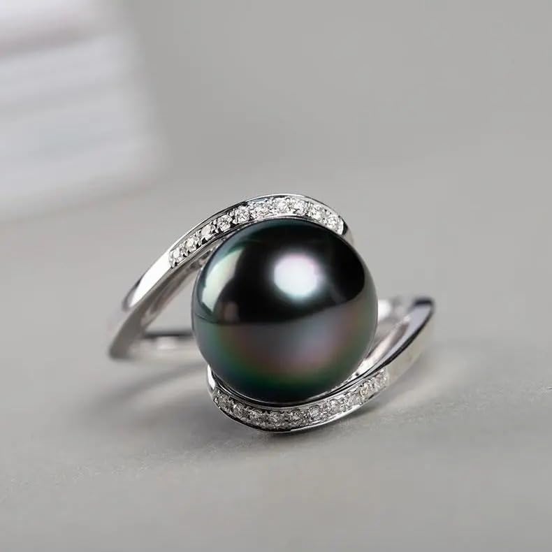 Gifts for Wife Anniversary tahitian black Pearl rings for Women- Gifts for Mom Girlfriend Her - Birthday Christmas day gifts Mothers Day gifts Valentine's Day gifts for her Jewelry Gifts3