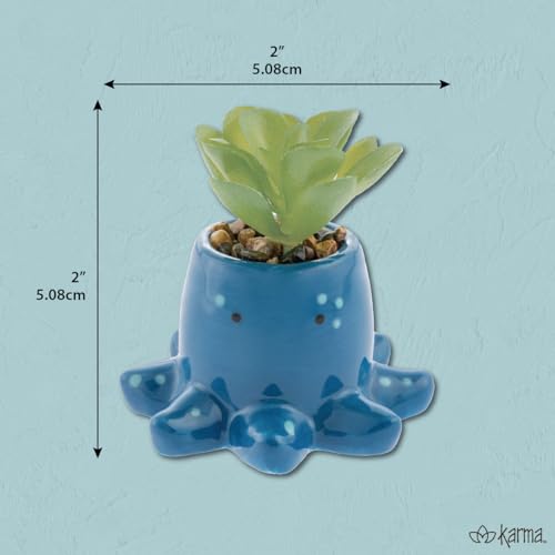 カルマ、セラミックポットに入った形の人工多肉植物、フェイクミニ多肉植物、デスクデコレーション、オフィス植物-本 [2]