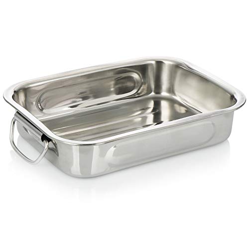 COM-FOUR® 3-Piece Roasting and Baking pan Set - Stainless Steel Roasting pan with Handles - Stainless Steel Casserole Dish for Cooking and Baking - Oven Dish (Silver Coloured - 3 Parts) - Image 6