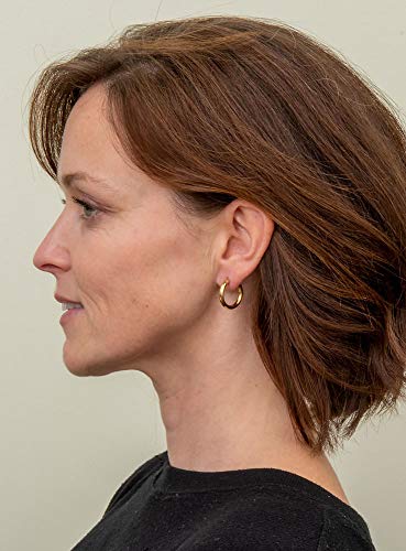 14K Yellow Gold Thick Real Endless Hoop Earrings, (3mm Tube)3