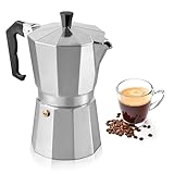 Mixpresso 6 Cup Moka Pot Cuban Coffee Maker, Moka Pot for Gas, Electric Stove Top, Classic Italian Coffee Maker, Stovetop Espresso Maker, Camping Pot Makes 6 Espresso Cup 10 Oz