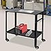 RYIRSHOH Welding Table, 36”x 18” Welding Workbench Table with Wheels, Welding Cart 1200lb Load Capacity, Movable Steel Work with Double-Layer Storage Board and 5/8-inch Fixture Holes