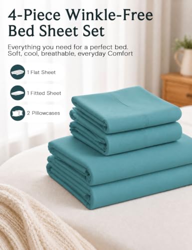 Image of King Size Sheets Set, Cooling & Soft Deep Pocket Bed Sheets, 4PC