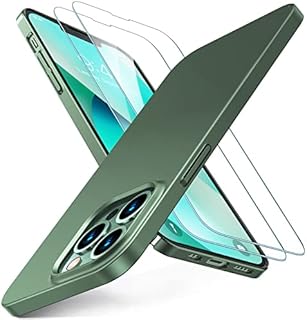 TORRAS [Alpine Green iPhone 13 Pro Case [360° Fully Protective yet Slim Grip] [with 2 * 9H Screen Protectors] Ultra Thin Hard iPhone 13 Pro Cover Slim Matte iPhone 13 Pro Case and Screen Protector