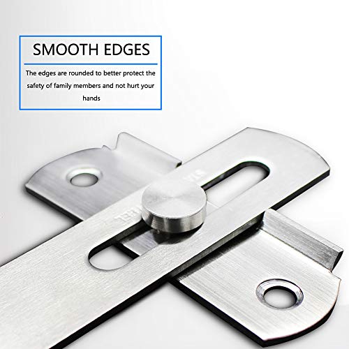 Flip Door Sliding Latch, 90 Degree Stainless Steel Latch, Safety Door Lock, Right Angle Curved Door, Buckle, Brushed Finish #TOP2