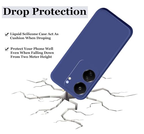 Image of A rtistque Liquid Silicone Back Cover Case for Mi Redmi 13C 4G / Poco C65 Shockproof TPU Soft Flexible with Camera Protection - Blue
