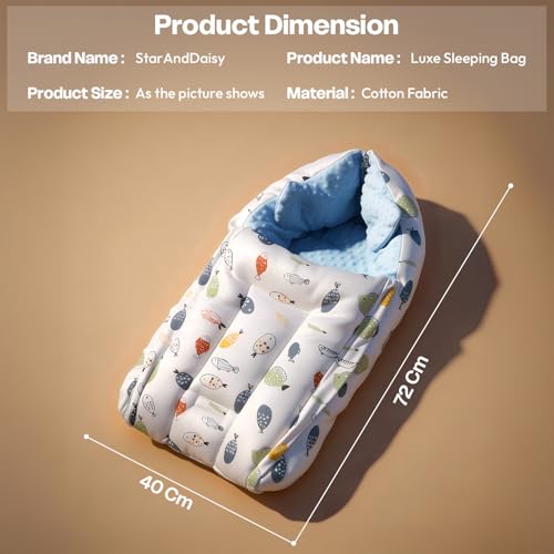 Image of StarAndDaisy 3 in 1 Baby Sleeping Bag /Baby Bedding Set for New Born, Baby Bed for New Born /Very Soft & Comfortable Sleeping Bag for Baby Bed for 0-12 Months /Foldable & Washable Cotton Design -White