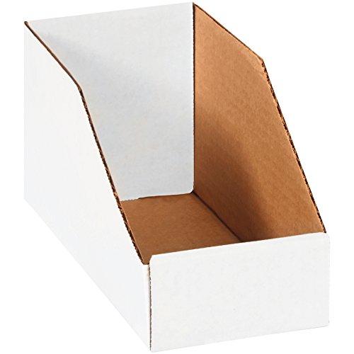 Image of Partners Brand PBINBIN49 Open Top Bin Boxes, 4 inch x 9 inch x 4 1 /2 inch, Oyster White (Pack of 50)