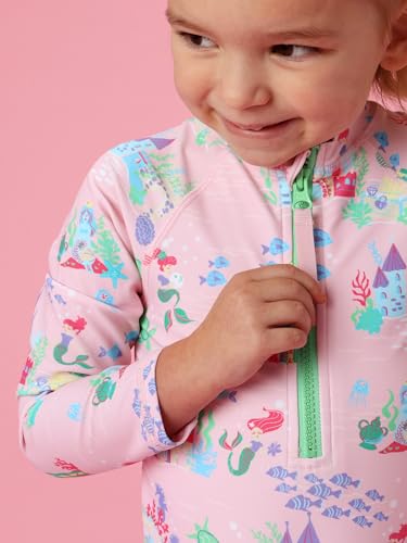 Image of RuffleButts Girls One Piece Rash Guard Baby Swimsuit UPF 50+ Sun Protection