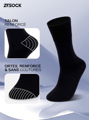 ZFSOCK Chaussettes Homme Coton Ville: Sans Élastique Respirantes 10 Paires – vue 5