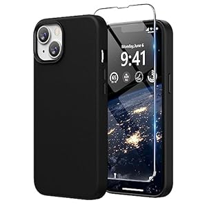 SURPHY Case Lederen Hoesje Compatibel met iPhone 14 Plus Hoesje 6.7 inch, Premium PU Lederen Hoesje Cover (met Metalen Knoppen & Microfiber Voering) voor iPhone 14 Plus (Zwart)