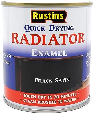 Rustins Quick Drying Radiator Enamel Satin, 250ml, Black