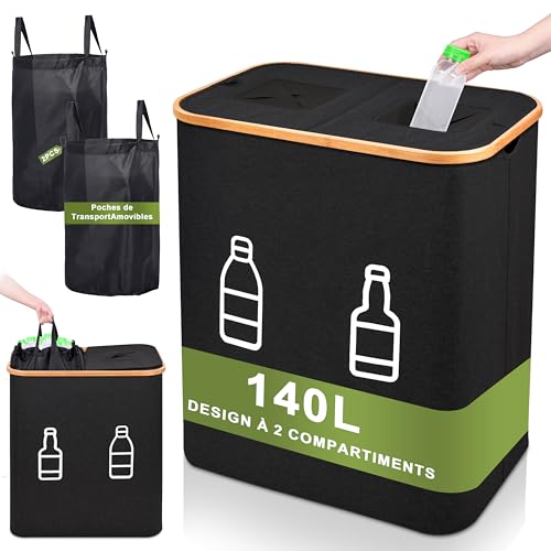 IEEILULU Système de séparation des déchets pour verre, plastique, papier, panier à linge sale...