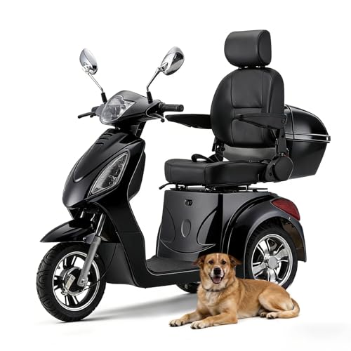 Image of Heavy Duty 3 Wheel Mobility Scooters for Seniors & Adults 500lbs Capacity-800W Mobility Scooters 31 Miles Long Range, All Terrain Electric Powered Mobility Scooters Handicap Mobility Scooter (Black)