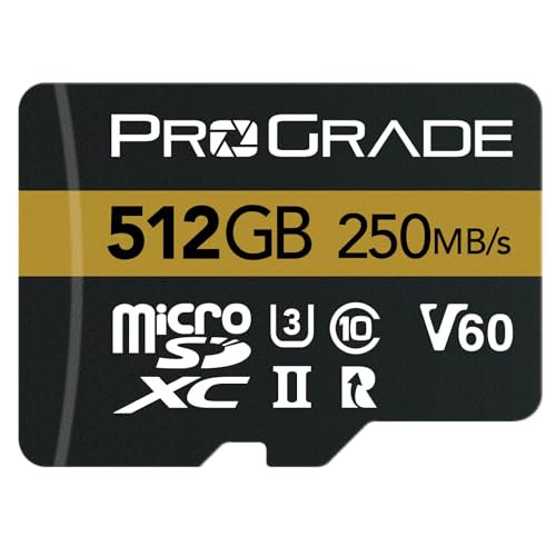ProGrade Digital microSD Memory Card – V60 microSD Card for DSLR and Action Cameras – High Speed Transfer of Files & Large Storage – Up to 250MB/s Read and 130MB/s Write Speed 512GB