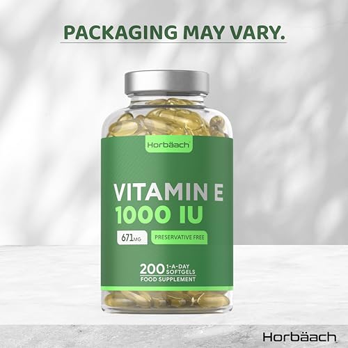Vitamin E Capsules High Strength 1000iu | 200 Count | Vitamin E as DL-Alpha Tocopheryl Acetate | No Artificial Preservatives | By Horbaach - Image 4