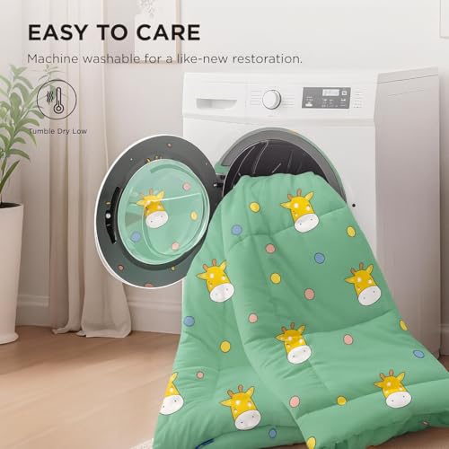 Image of 200 GSM 400 TC Kids Glace Cotton Reversible Cartoon Printed Double Bed King Size Comforter with Matching Bedsheet 90 * 100 with 2 Pillow Covers Set of 4 Pieces (Sunshine)
