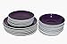 HomeVss Stoneware Coupe 18pc Dinner Set, Outside White + Inside Purple