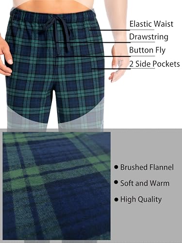 Nutria Mens Flannel Pajama Set 100% Cotton Plaid, Soft Brushed Winter Warm Long Sleeve Sleepwear PJ Top & Bottom U06AB3