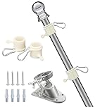 Harrms Flag Pole, Flag Pole Kit with bracket for UK Flag, Heavy Duty Flag Poles for garden outdoors roof walls Yard (5FT)