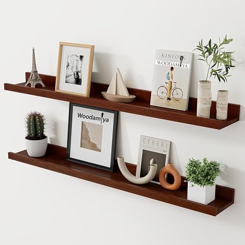 Image of Wooden Wall Mounting Shelves for Decorative Wall Shelf for Books, Decor, and Display - Elegant Space-Saving Design (Teak Finish, 39 INCH)