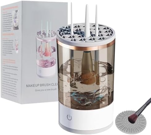 Makeup Brush Cleaner Machine, Cosmetic Brush Cleaner, 2 in 1 Electric Makeup Brush Cleaner, Portable USB, Quick Cleaning, Auto Rotating Cleaning Blender Make-up Brush Cleaner