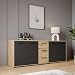 Produktbild Forte PILVI Sideboard 180, modernes Sideboard mit 4 Türen und 4 Schubladen, Wohn-/Schlafzimmer, Holzwerkstoff, Artisan Eiche Holzdekor mit Schwarz, 179 cm breit x 74,1 cm hoch x 42 cm tief