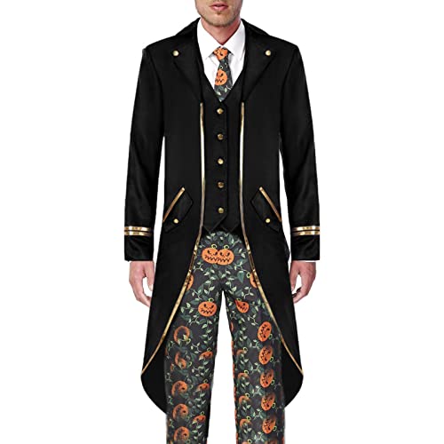 Pratvider Costume de Queue-de-Pie d'halloween | Veste Victorienne Costume Gothique Tailcoat Vintage | Costume médiéval d'halloween Tailcoat Cosplay Party Prop Outfit Cover