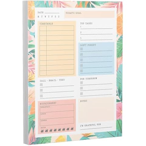 To Do List Pad - Daily Planner Notepad 52 Luxury Tear Off sheets Desk organiser planner - productivity planner - Meal planner - work & office planner by Giftinghouse (Floral design) Cover